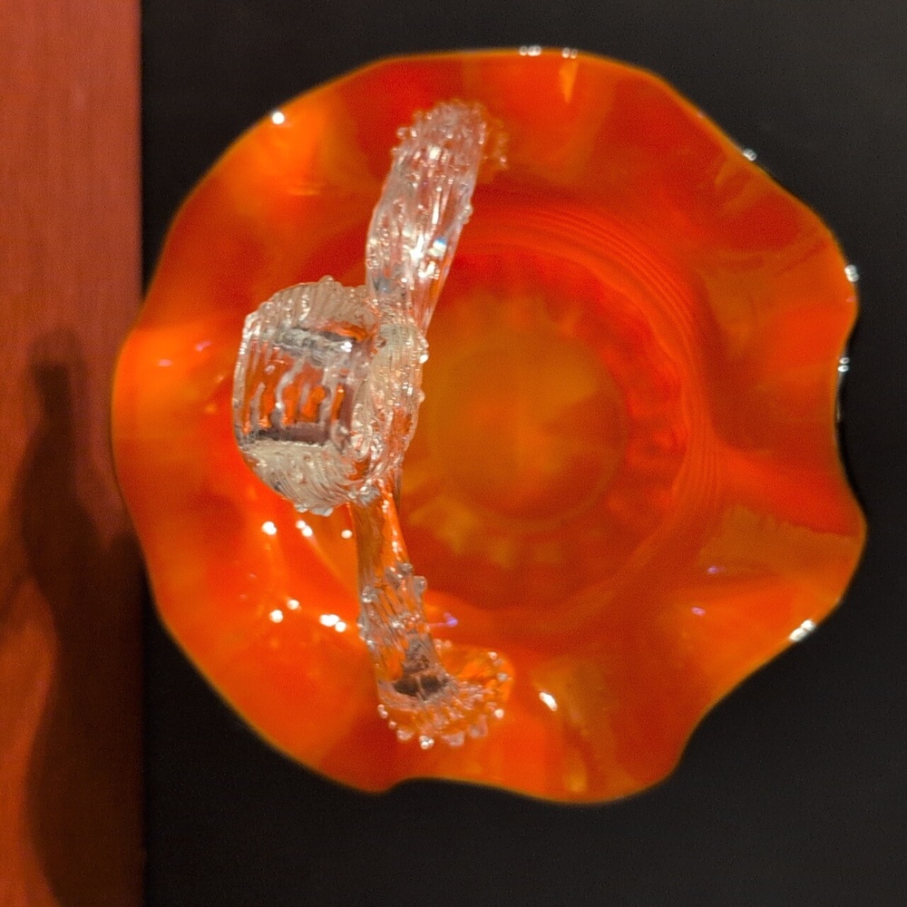 Vintage Hand Blown Glass Basket - Picture 5 of 6